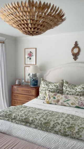 A bedroom with a view…& fun bedding in an otherwise neutral space! I added this beautiful printed XL lumbar from @littledesignco to our bedding & it adds some fun colors to our space! Comment SHOP for all the details! https://liketk.it/5cyU9 | nightstands are @lechateauatl